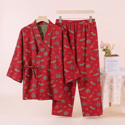Ownkoti Halloween Pumpkin Bat Cotton Pajama Set - image 3