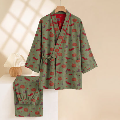 Ownkoti Halloween Pumpkin Bat Cotton Pajama Set - image 14