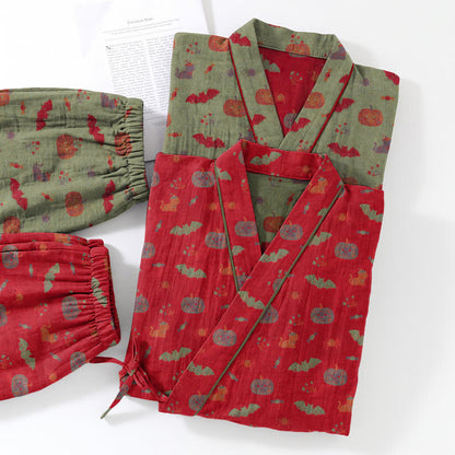 Ownkoti Halloween Pumpkin Bat Cotton Pajama Set - image 6