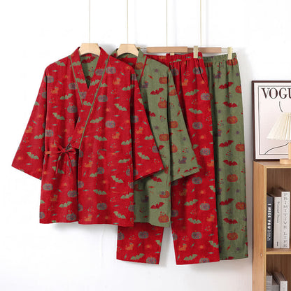 Ownkoti Halloween Pumpkin Bat Cotton Pajama Set - image 0