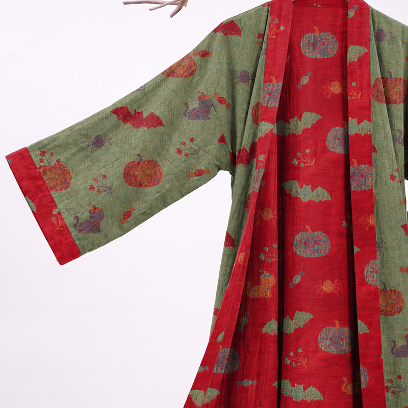 Ownkoti Halloween Pumpkin Cat Cotton Kimono Robe - image 9