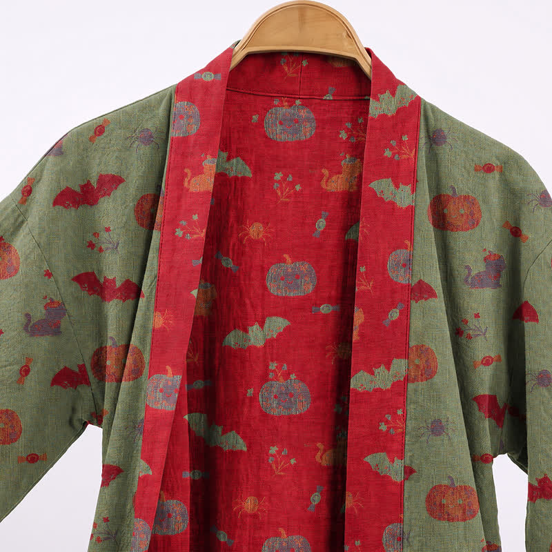 Ownkoti Halloween Pumpkin Cat Cotton Kimono Robe - image 8
