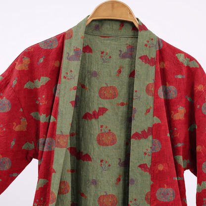 Ownkoti Halloween Pumpkin Cat Cotton Kimono Robe - image 2