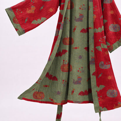Ownkoti Halloween Pumpkin Cat Cotton Kimono Robe - image 4