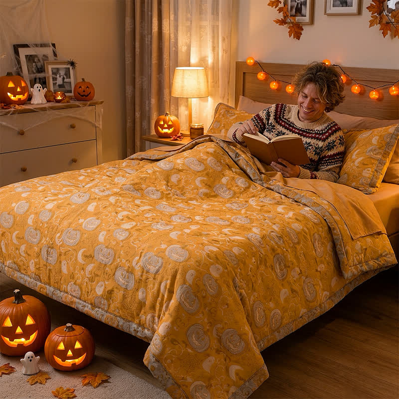 Ownkoti Orange Halloween Pumpkin Cotton Blanket - image 4
