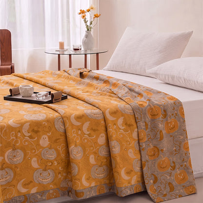 Ownkoti Orange Halloween Pumpkin Cotton Blanket - image 3