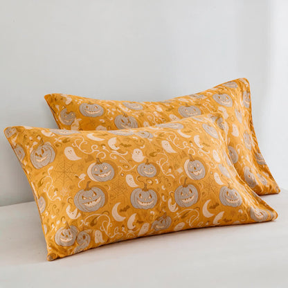 Ownkoti Orange Halloween Pumpkin Cotton Blanket - Orange - 2PCS Pillowcases - 20" x 36" - image 5