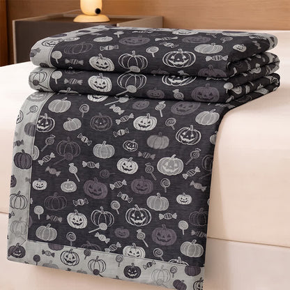 Ownkoti Black Halloween Pumpkin Candy Cotton Blanket - image 1