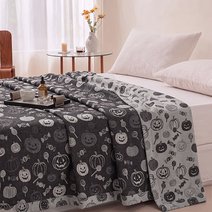 Ownkoti Black Halloween Pumpkin Candy Cotton Blanket - image 3