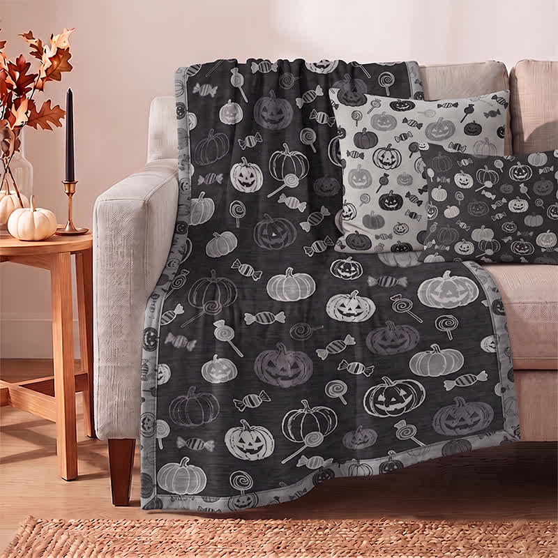 Ownkoti Black Halloween Pumpkin Candy Cotton Blanket - image 2