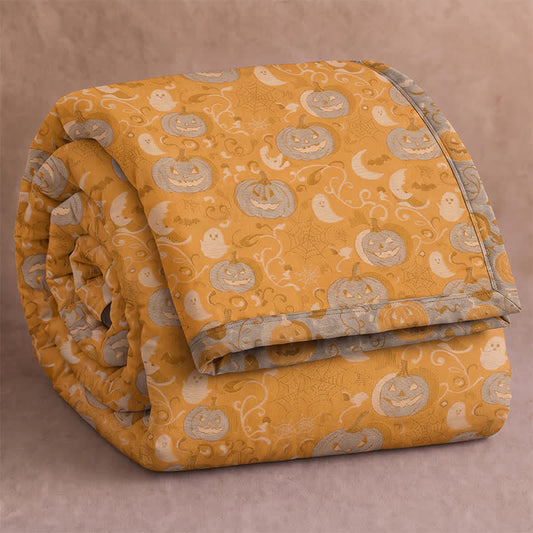 Ownkoti Orange Halloween Pumpkin Cotton Blanket - Orange - Blanket - 98" x 94" - image 0