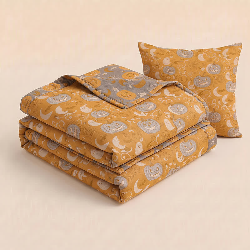 Ownkoti Orange Halloween Pumpkin Cotton Blanket - image 2