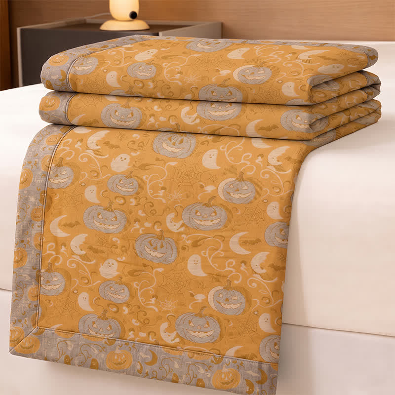 Ownkoti Orange Halloween Pumpkin Cotton Blanket - image 1