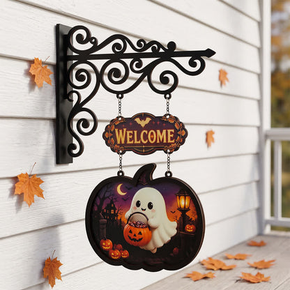 Ownkoti Spooky & Cute Pumpkin Hanging Wooden Door Sign - Trick or Treat - 4PCS - 10"W x 15"H - image 5