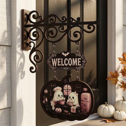 Ownkoti Spooky & Cute Pumpkin Hanging Wooden Door Sign - Cooking - 4PCS - 10"W x 15"H - image 6