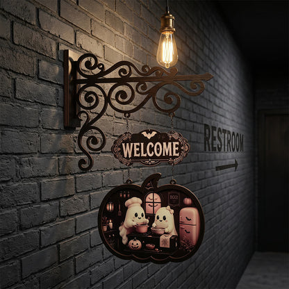 Ownkoti Spooky & Cute Pumpkin Hanging Wooden Door Sign - image 7