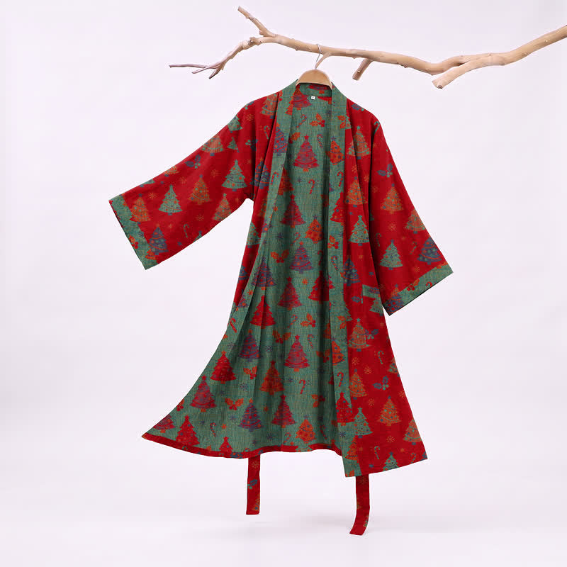 Ownkoti Christmas Tree Cotton Gauze Kimono Robe - Red - XXL - image 0