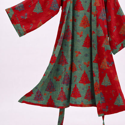 Ownkoti Christmas Tree Cotton Gauze Kimono Robe - image 4