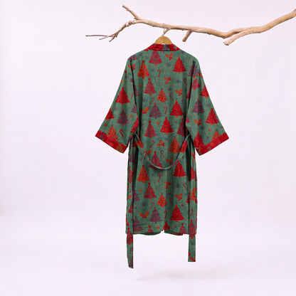 Ownkoti Christmas Tree Cotton Gauze Kimono Robe - image 7