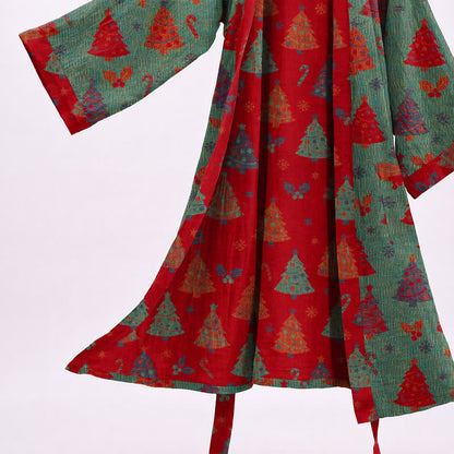 Ownkoti Christmas Tree Cotton Gauze Kimono Robe - image 10