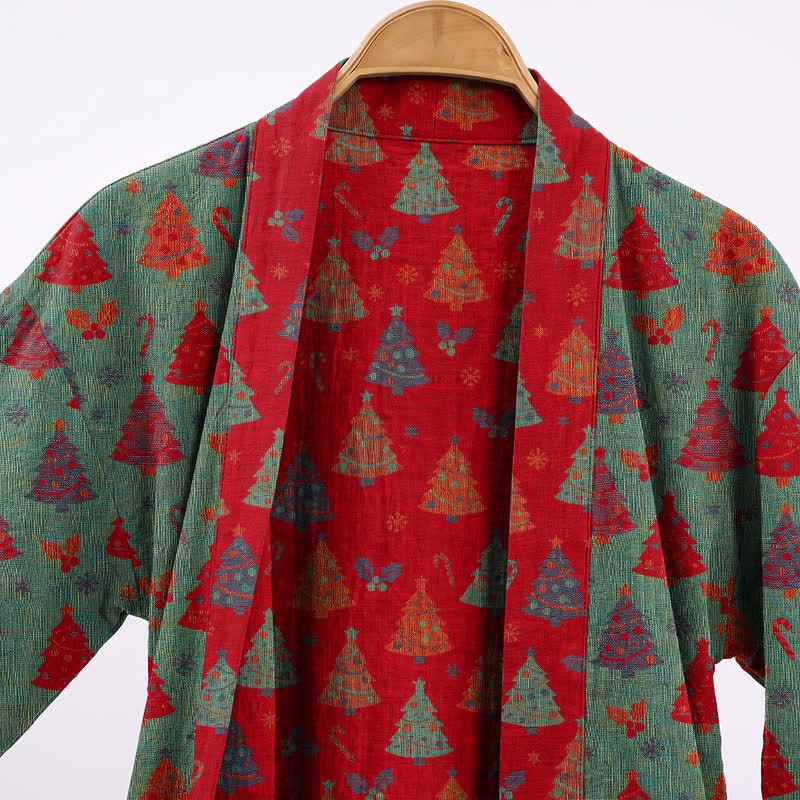 Ownkoti Christmas Tree Cotton Gauze Kimono Robe - image 8