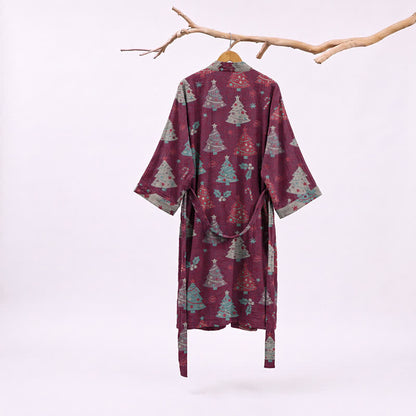 Ownkoti Christmas Tree Cotton Gauze Kimono Robe - image 13