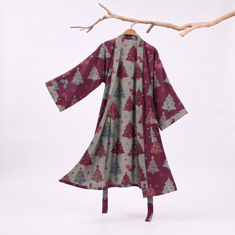 Ownkoti Christmas Tree Cotton Gauze Kimono Robe - Purple - XXL - image 12