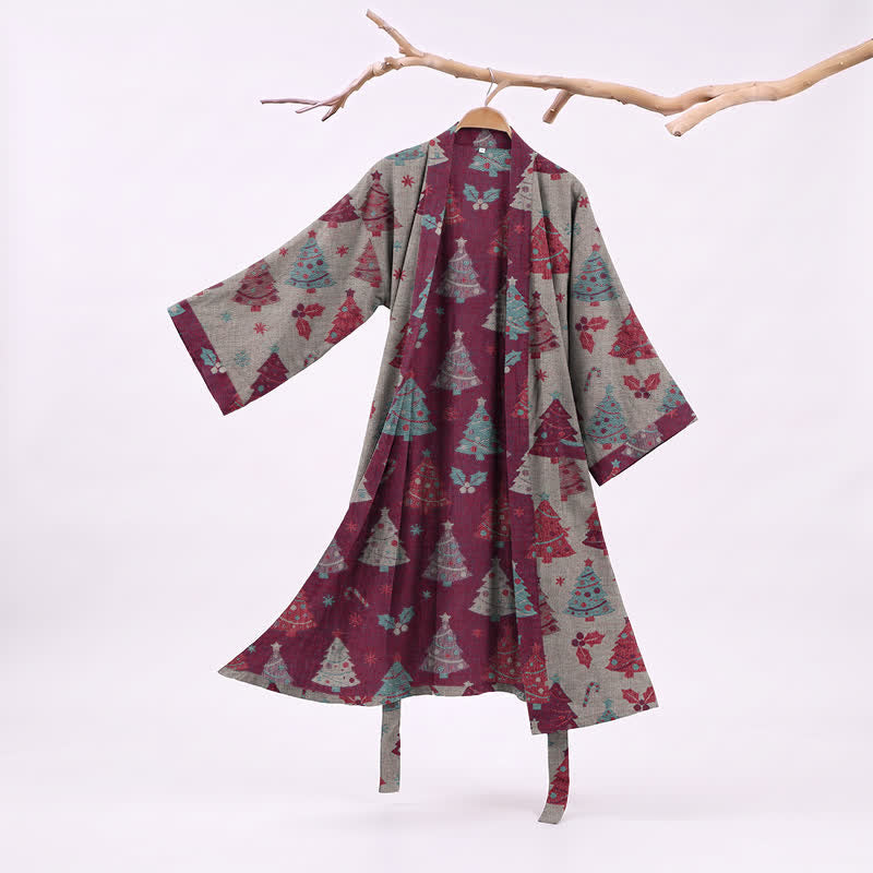 Ownkoti Christmas Tree Cotton Gauze Kimono Robe - Beige - XXL - image 18