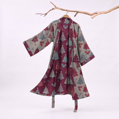 Ownkoti Christmas Tree Cotton Gauze Kimono Robe - Beige - XXL - image 18