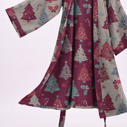 Ownkoti Christmas Tree Cotton Gauze Kimono Robe - image 22