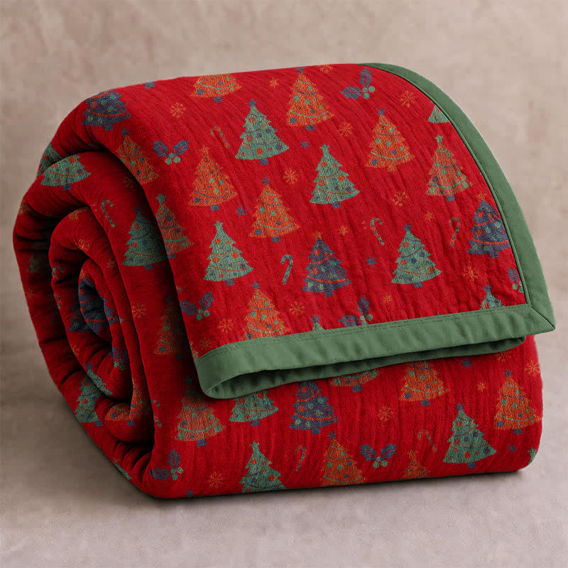Ownkoti Festive Christmas Tree Cotton Gauze Blanket - image 1