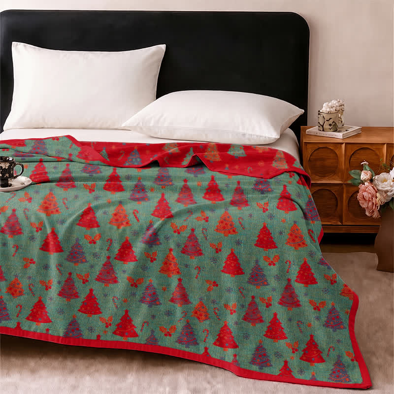 Ownkoti Festive Christmas Tree Cotton Gauze Blanket - image 9