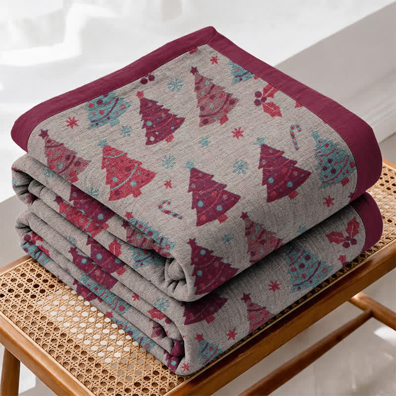 Ownkoti Festive Christmas Tree Cotton Gauze Blanket - Beige - Blanket - 98" x 94" - image 18
