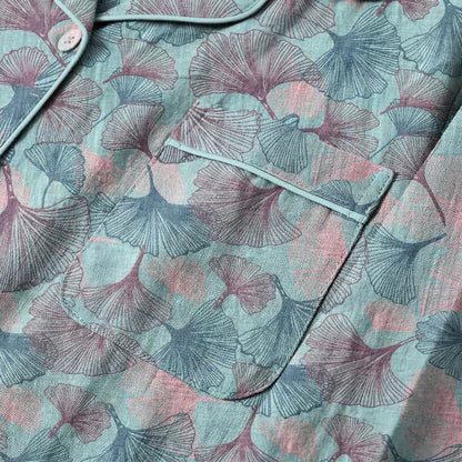 Ownkoti Ginkgo Leaf Cotton Notched‑Collar Loungewear Set - image 4