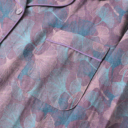 Ownkoti Ginkgo Leaf Cotton Notched‑Collar Loungewear Set - image 10