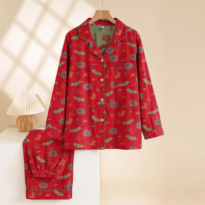 Ownkoti Halloween Pumpkin Bat Cotton Loungewear Set - image 1
