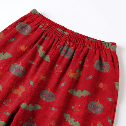 Ownkoti Halloween Pumpkin Bat Cotton Loungewear Set - image 4