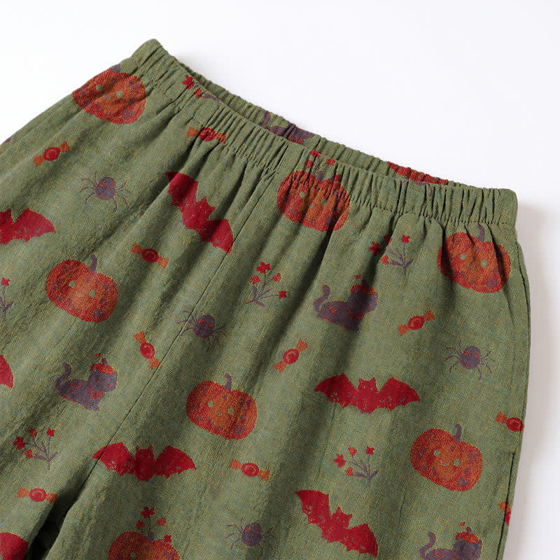 Ownkoti Halloween Pumpkin Bat Cotton Loungewear Set - image 10