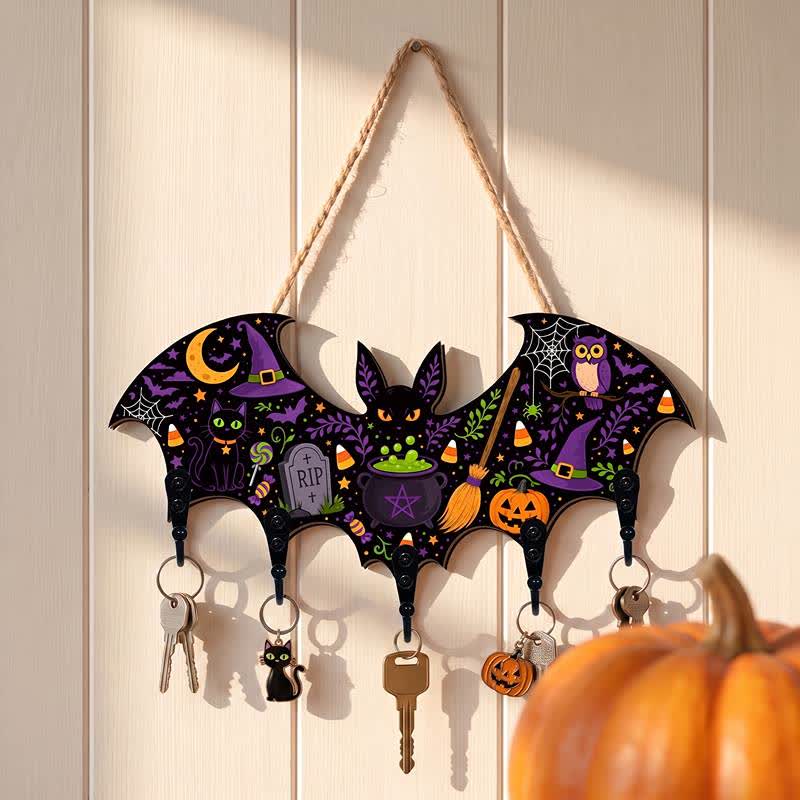Ownkoti Halloween Bat Shaped Wooden Key Holder - image 3