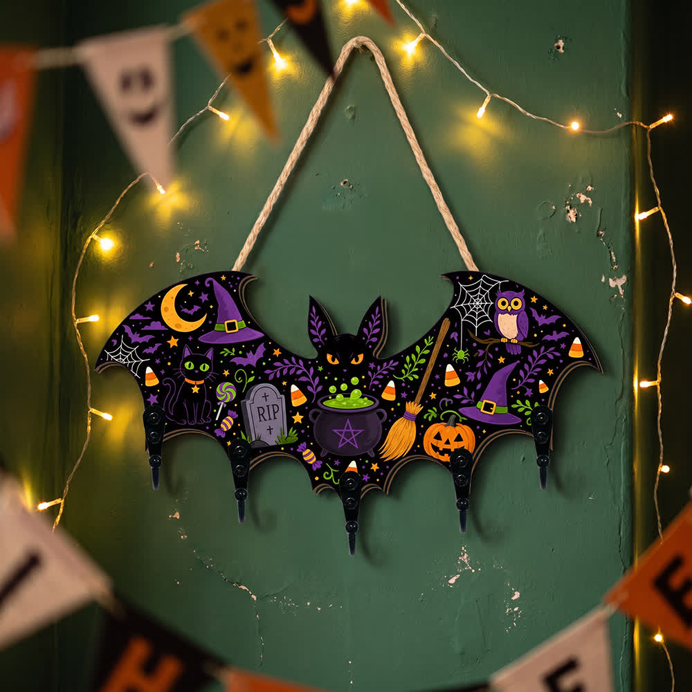 Ownkoti Halloween Bat Shaped Wooden Key Holder - image 5