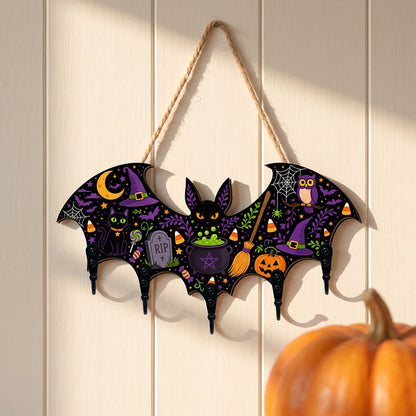 Ownkoti Halloween Bat Shaped Wooden Key Holder - image 4