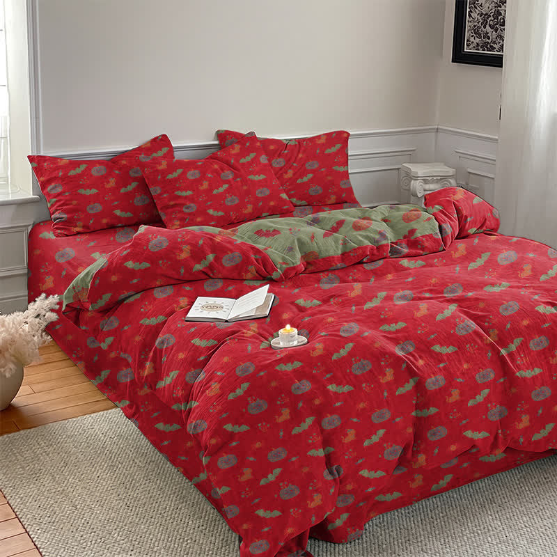 Ownkoti Halloween Pumpkin Bat Cotton Bedding Set - image 5