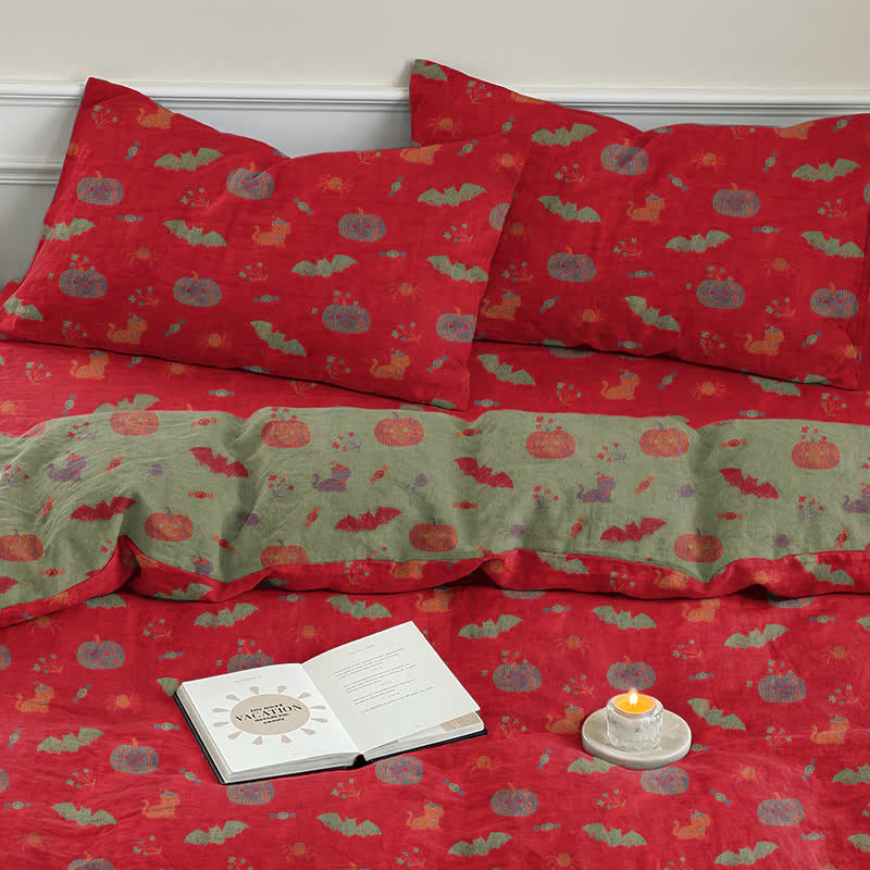 Ownkoti Halloween Pumpkin Bat Cotton Bedding Set - image 6