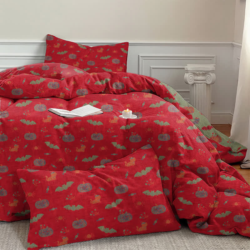 Ownkoti Halloween Pumpkin Bat Cotton Bedding Set - image 4