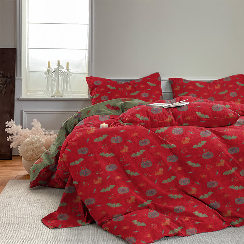 Ownkoti Halloween Pumpkin Bat Cotton Bedding Set - image 2