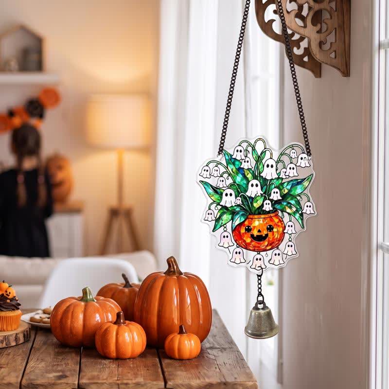 Ownkoti Halloween Acrylic Suncatcher Hanging Ornament with Bell - image 3