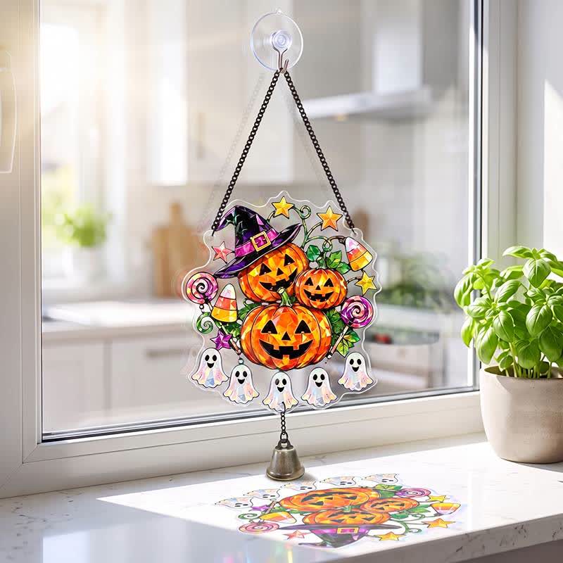 Ownkoti Halloween Acrylic Suncatcher Hanging Ornament with Bell - image 1