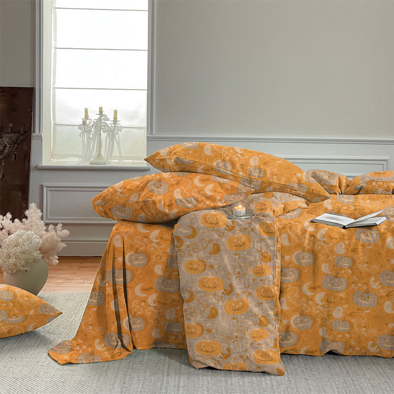 Ownkoti Halloween Pumpkin Moon Cotton Bedding Set - image 6