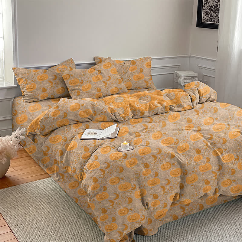 Ownkoti Halloween Pumpkin Moon Cotton Bedding Set - image 9