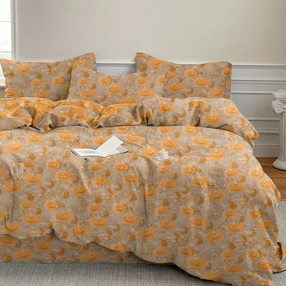 Ownkoti Halloween Pumpkin Moon Cotton Bedding Set - Beige - Bedding Set(4PCS) - King - image 8